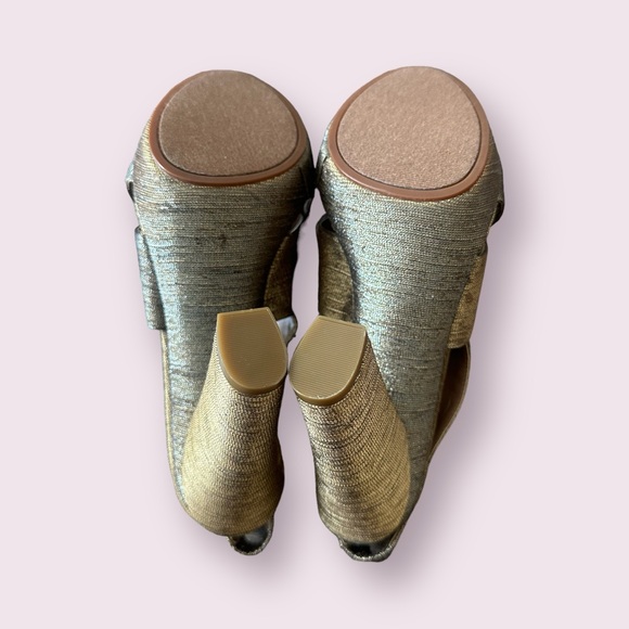 Women’s Daniblack Etta Sandal 5” Chunky Heel Gold Silver Metallic Size 9M - Picture 10 of 13